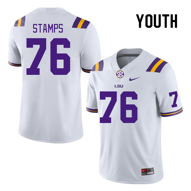 Youth #76 Christian Stamps LSU Tigers College Football Jerseys Stitched Sale-White